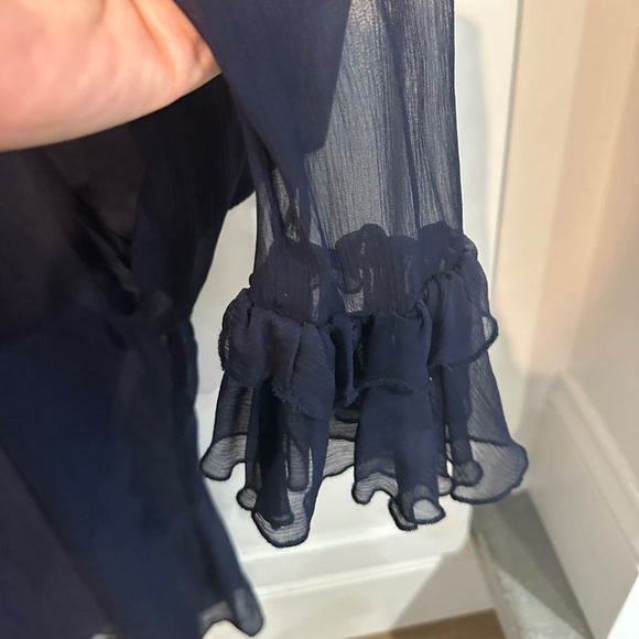 Tory Burch sheer ruffled blouse with camisole - Picture 3 of 4